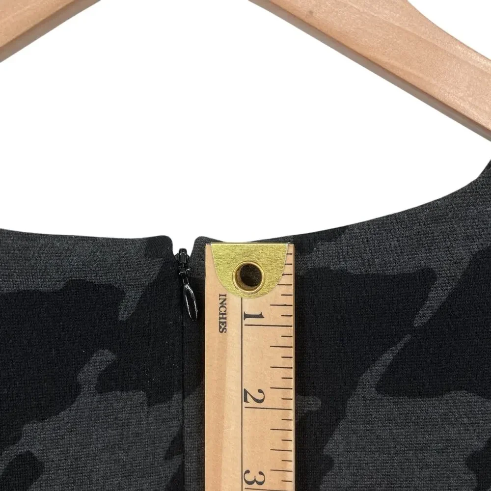 Michael Kors Black Gray Camouflage Sheath Dress Small Womens Sleeveless Back Zip